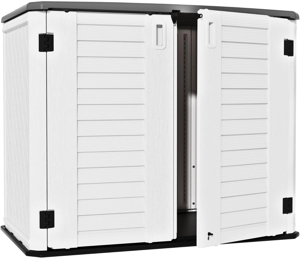 ZZM 4x2.5 FT Outdoor Storage Shed, Resin Waterproof Storage Cabinet for Garden Tools with Lockable Lid,Latch (White)