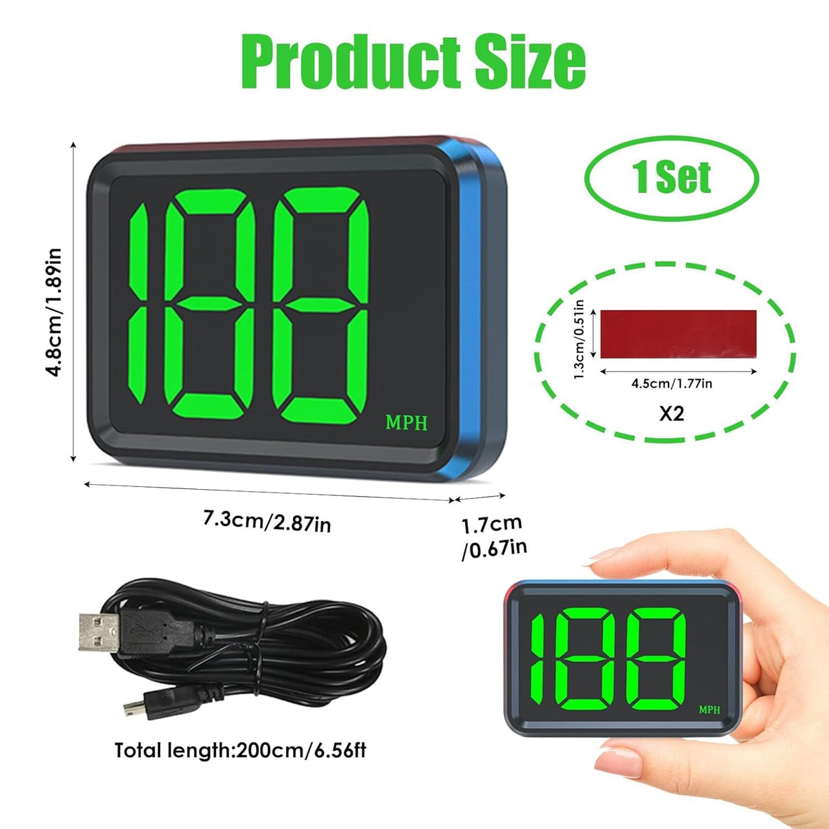 GPS Digital Speedometer for Car MPH, Universal HUD Speed Meter with LED Large Font Head Up Display Car Accessories with USB Cable Plug Play for Truck Motor SUV Golf Cart All Vehicles (X1 Speedometer)