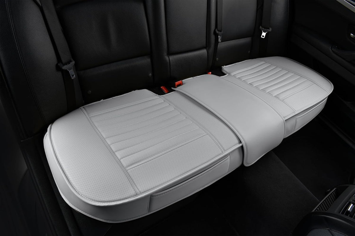 Universal Leather Car Seat Covers Full Set, Car Seat Cushion Covers Protector for Cars SUV Pick-up Truck Van Interior Accessories(Gray)