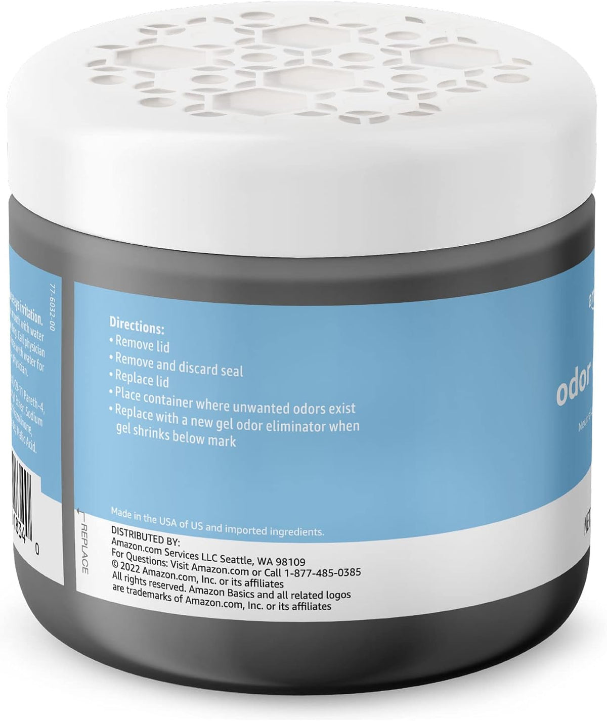 Amazon Basics Gel Odor Eliminator, Activated Charcoal, Fragrance Free, 17 Oz, Pack of 2