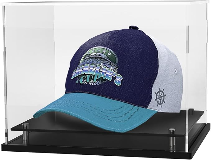 Clear hat Display case for Baseball,Acrylic Cap Holder Stand for Baseball, Football or Snapback Caps,Mini Helmet.Baseball Cap Display case with Metal feet Base(mountable)