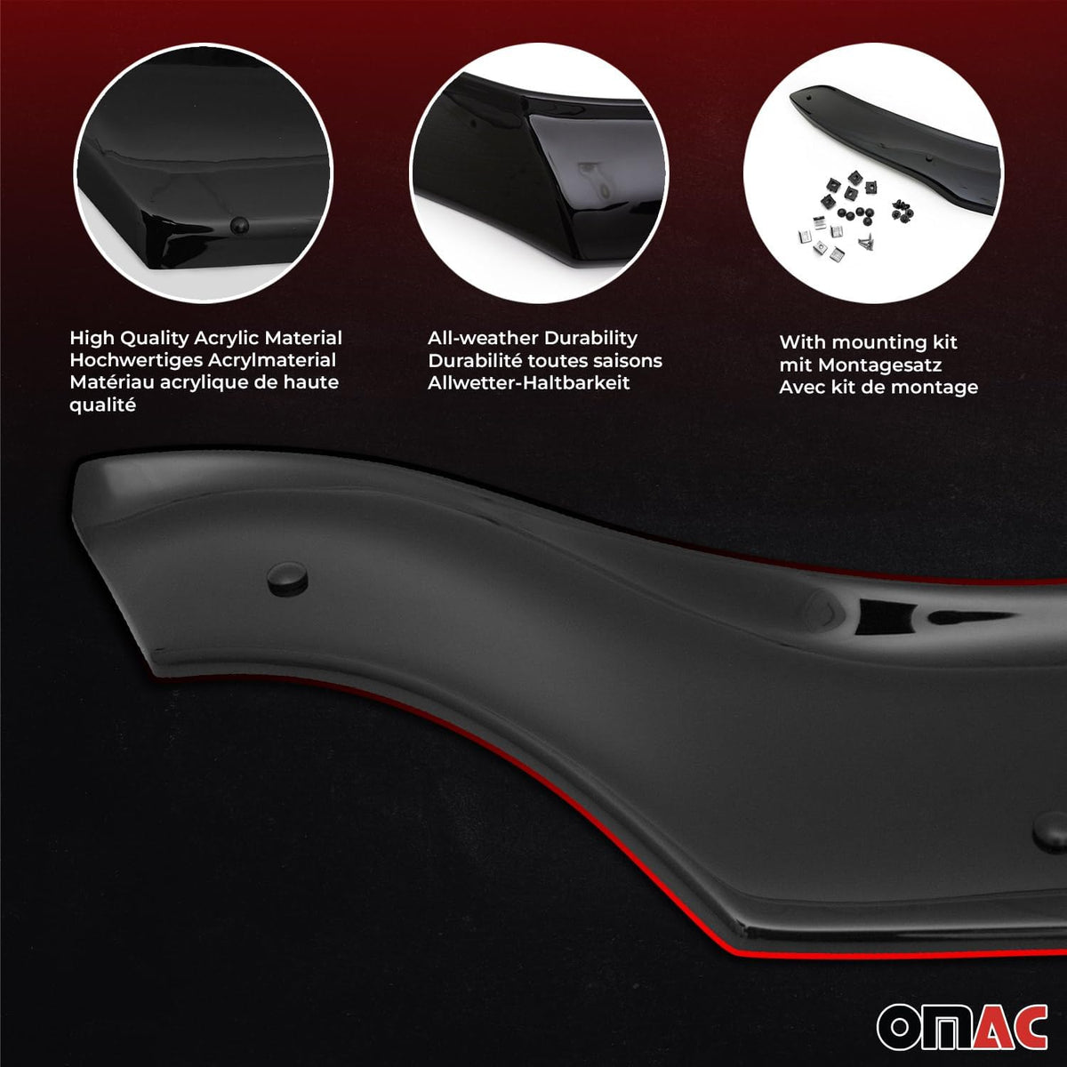 OMAC Front Bug Shield Hood Deflector & Window Visor for Mercedes Metris 2016-2024