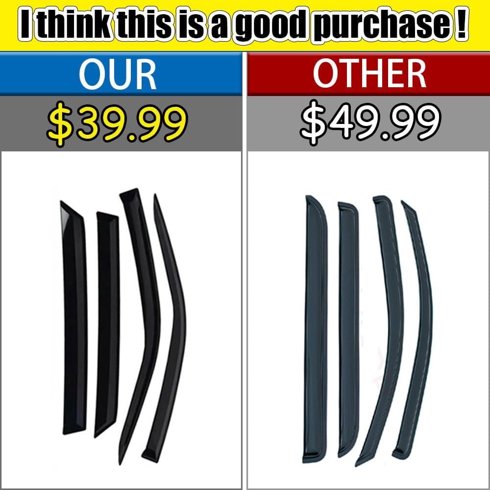 Rain Guards for Jeep Compass 2017-2023, Tape-on Side Window Deflectors for Jeep Compass, Window Visors for Jeep Cars, for Jeep Car Accessories, 4 pcs