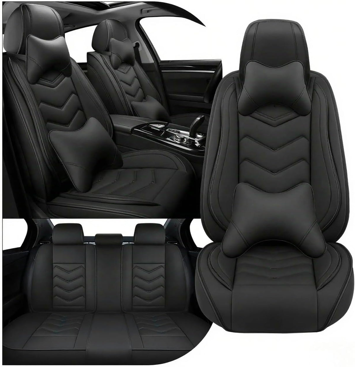 Car Seat Covers for Chrysler Pacifica 2004-2025, Stylish Sport Seat Cover, Premium Nappa Leather Car Seat Cover. Automobile Seat Covers Sets.(Luxury 5 Seats/Pure Black)
