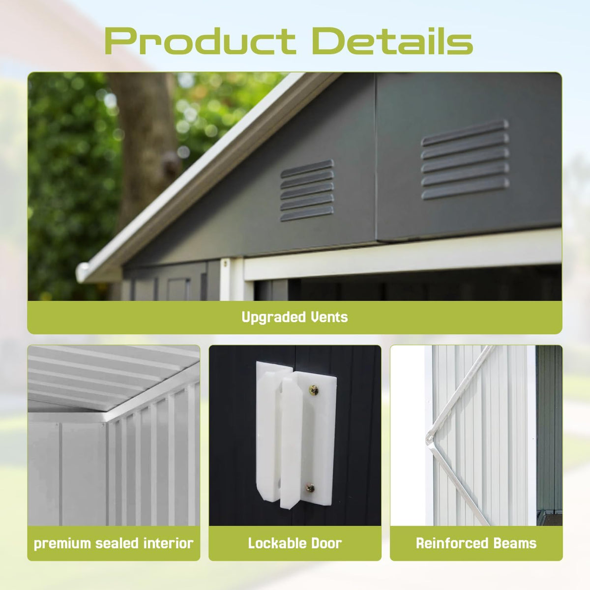 9 x 8.5 Ft Outdoor Storage Shed, Heavy-Duty Metal Shed with Windows & Secure Lockable Doors, Ideal Storage Shed for Outdoor, Patio, Garden, and Backyard, Anthracite