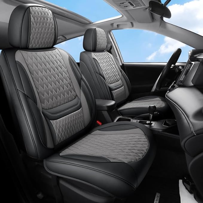 Car Seat Covers Full Set Custom Fit for Chevrolet/Chevy Trax 2015-2026 - Premium Faux Leather with Lumbar Support | Breathable, Waterproof, Anti-Slip, Durable (Black&Gray,Full Set)