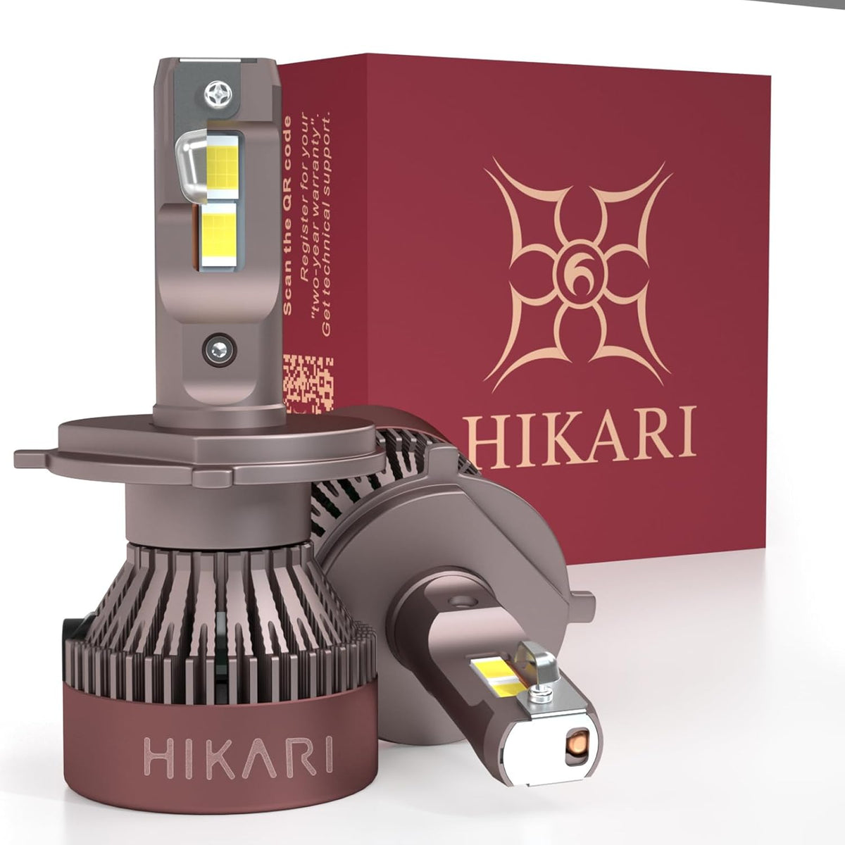 HIKARI 2025 Darkenex H4/9003 LED Fog light, 40000LM Pure White 6000K LED Bulbs, Plug & Play IP68 Waterproof Pack of 2