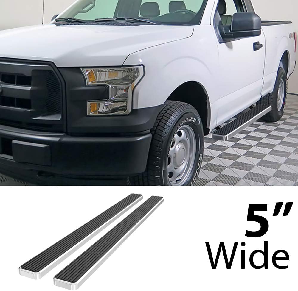 APS Running Boards 5 inches Compatible with Ford F150 2015-2025 Regular Cab & F-250 F-350 Super Duty 2017-2025 304 Stainless Steel (Nerf Bars Side Steps Side Bars)