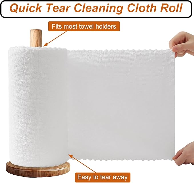80 Pack Microfiber Cleaning Cloth Roll,Lint Free Rags & Tear Away Reusable Towels Washable Scratch,Ultra Absorbent Dish Rags(12" x 12") for Car Kitchen Home Garage-White