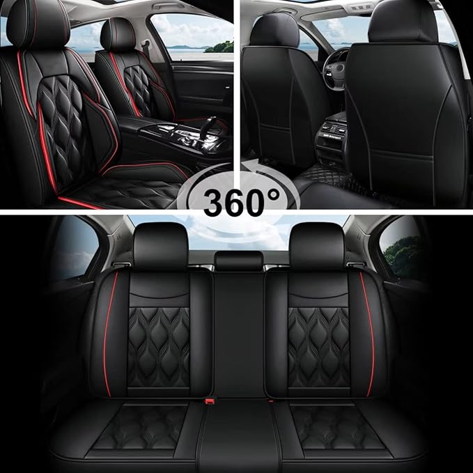 AOMSAZTO Car Seat Covers,Full Set 5 Seats Custom Fit for Subaru Crosstrek 2016-2025 2026 2023,Leather Car Seat Cover Seat Cushion Protector,Airbag Compatible Waterproof Black