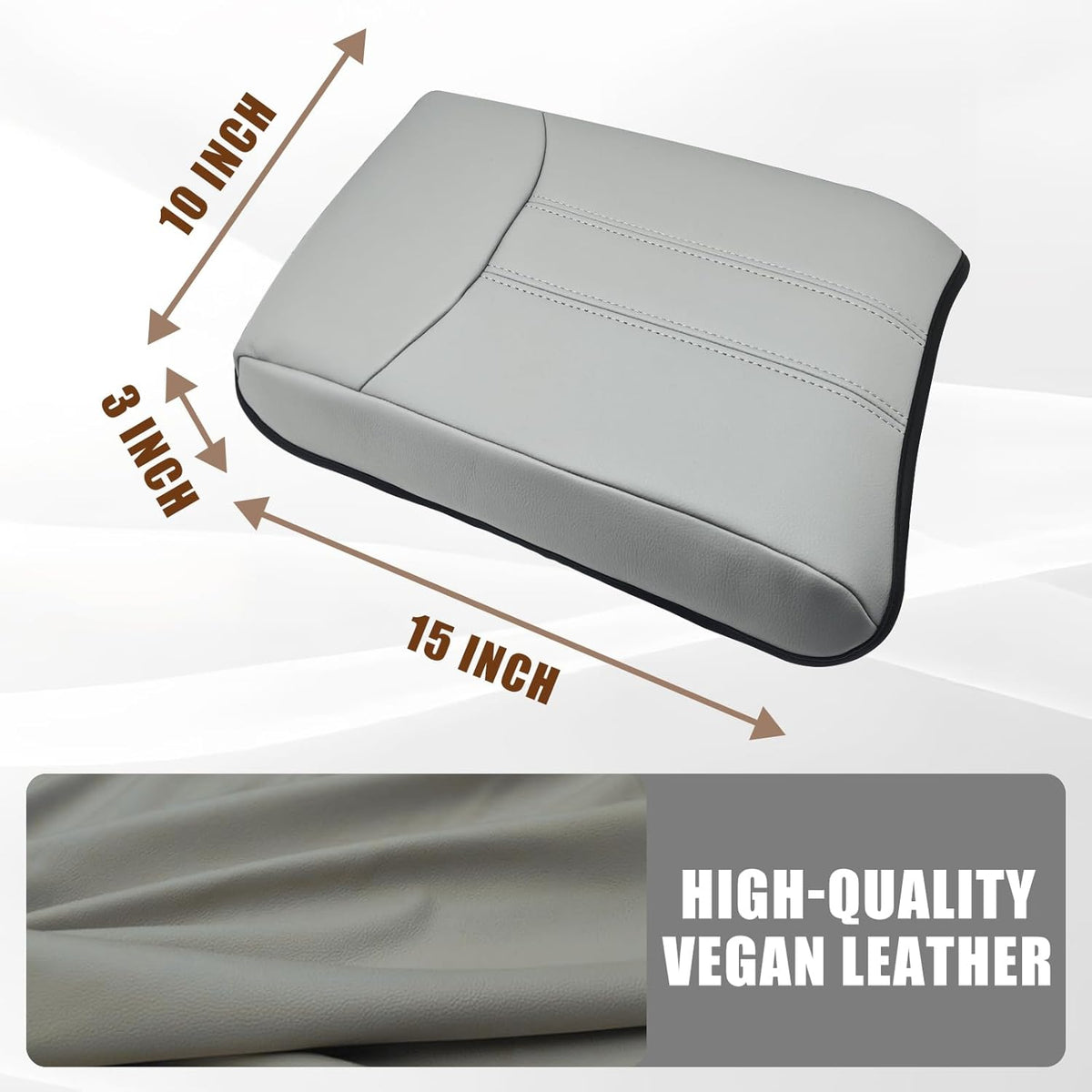 Muslogy Center Console Cover Compatible with Honda Pilot 2023 2024 2025, 2024 2025 2026 Ridgeline/Passport Accessories Armrest Pad Lid Cushion Console Protector Vegan Leather Extra Soft(Gray)