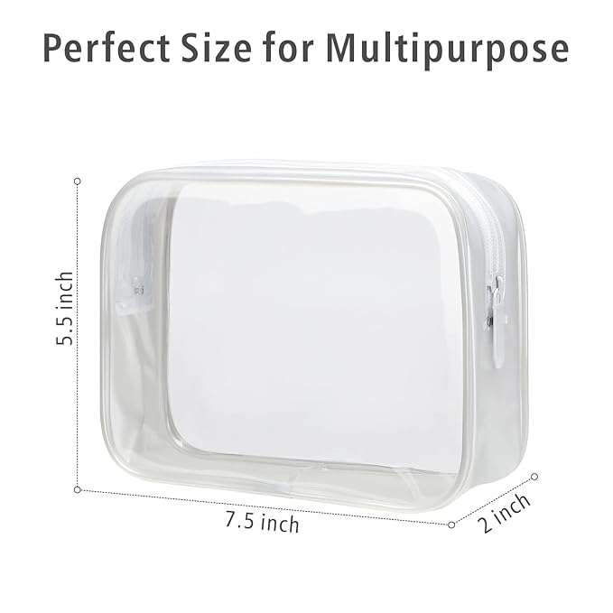 PACKISM Clear Toiletry Bag - 3 Pack TSA Approved Toiletry Bag Quart Size Bag, Travel Makeup Cosmetic Bag for Women, Carry on Airport Airline Compliant Bag, White