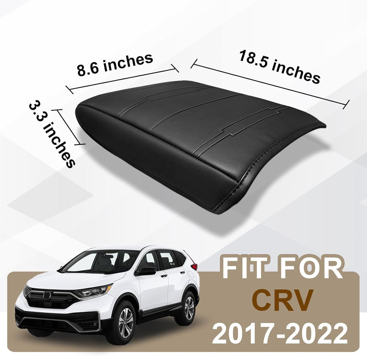 Muslogy Center Console Armrest Cover Compatible with 2017 2018 2019 2020 2021 2022 Honda CR-V Comfort Armrest Pad Arm Rest Cushion Vegan Leather Protector Black Regular Thick