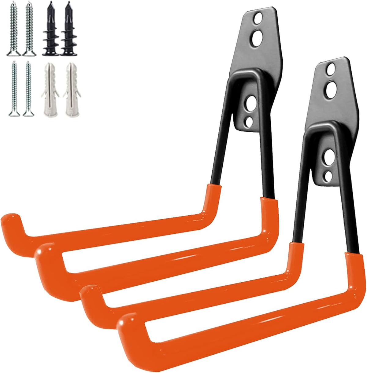 Garage Storage Utility Hooks，Garage Garden Tool Organizer，Steel Wall Mount Hooks, Large Garden U Hooks （2 Pack）
