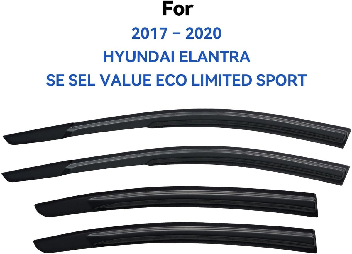 Window Visors Rain Guards Shield for 2017-2020 Hyundai Elantra, Out-Channel Window Vent Wind Deflectors Visors Shades for 17-20 Elantra SE SEL Value ECO Limited Sport