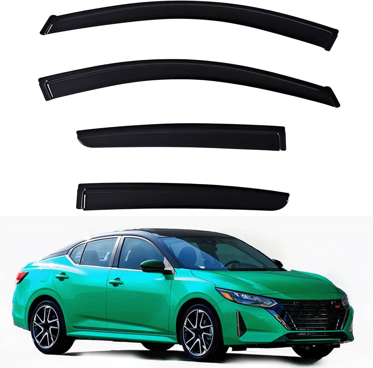 Window Visors Rain Guards fits 2020-2025 Sentra, Out-Channel Window Wind Deflectors Vent Shades Accessories, Dark Smoke 4 Pcs, 2021 2022 2023 2024