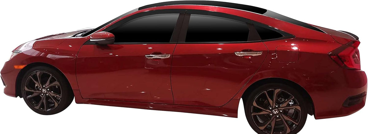 AUTOCLOVER Tape-On Rain Guards Window Visors 6 Pcs Set for Honda Civic Sedan 4dr 2016 2017 2018 2019 2020 2021 / Window Deflectors, Out-Channel Vent Shades (Smoked)