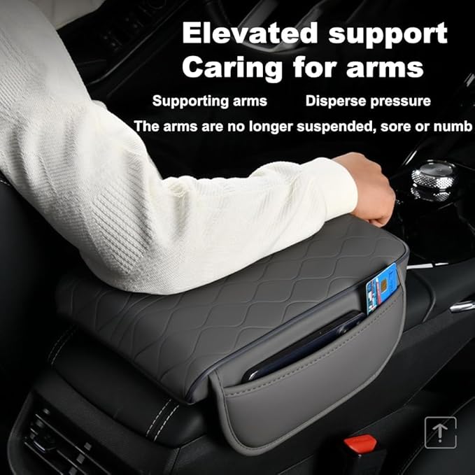 1 Pack Car Center Console Cover Custom Fit for Alfa Romeo Stelvio 2017-2021 2022, Leather Memory Foam Armrest Cushion Protector, Anti-Scratch Durable Armrest Pad,Coffee Brown
