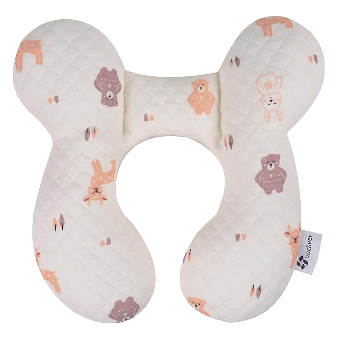 vocheer Baby Neck Pillow(Upgraded), Cotton, Baby Support Pillow, Car Seat Pillows for Newborn, Carseat Head and Body Support, Infant Travel Pillows for Prams, Pushchair, Stroller, Bouncer, Deer