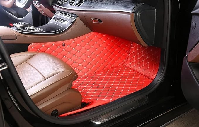 Custom Personalized Floor Mats for Cars，Luxury Full Coverage All Weather Car Floor Mats，Anti-Slip Leather Car Mat Set ，Custom Floor Mats for 99% of Cars, Trucks & SUVs (Brown 3D)