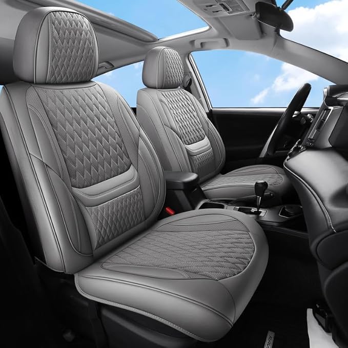Car Seat Covers Full Set Custom Fit for Ford Taurus 1999-2018 - Premium Faux Leather with Lumbar Support | Breathable, Waterproof, Anti-Slip, Durable (Gray,Full Set)