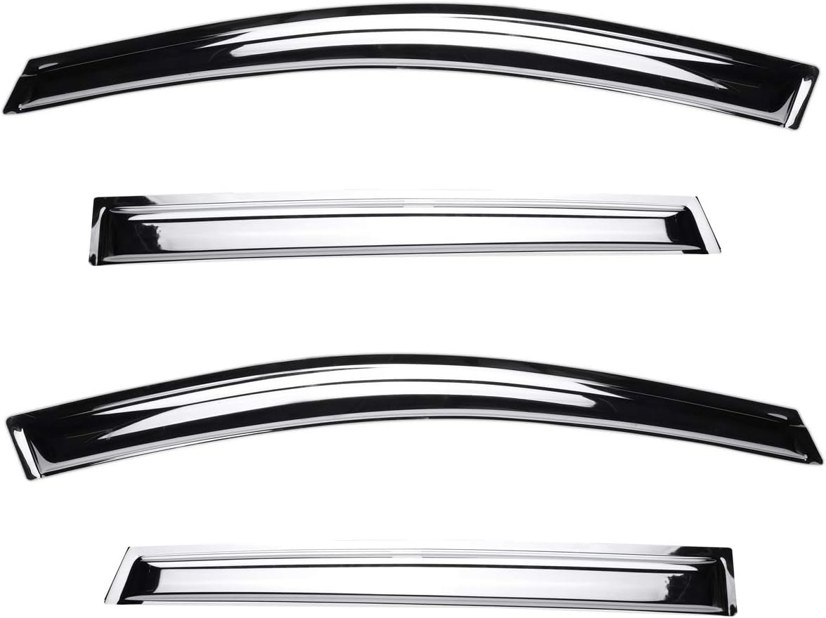 Chrome Side Window Visors Vent Deflector for 2001-2003 Ford F150 SuperCrew Cab,2002-2003 Lincoln Blackwood,4pcs Outside Tape-On Sun Rain Guards Set 94949Y