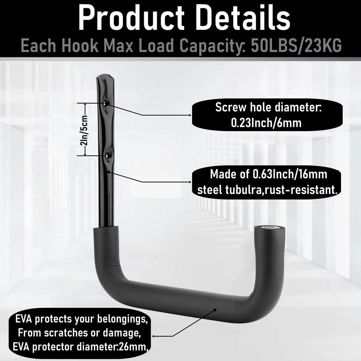 8 Pack Ladder Hooks 9.8Inch Garage Storage Utility Hook Heavy Duty Wall Mounted Storage Organizer Hanging Folding Chair Bike Ski Tool