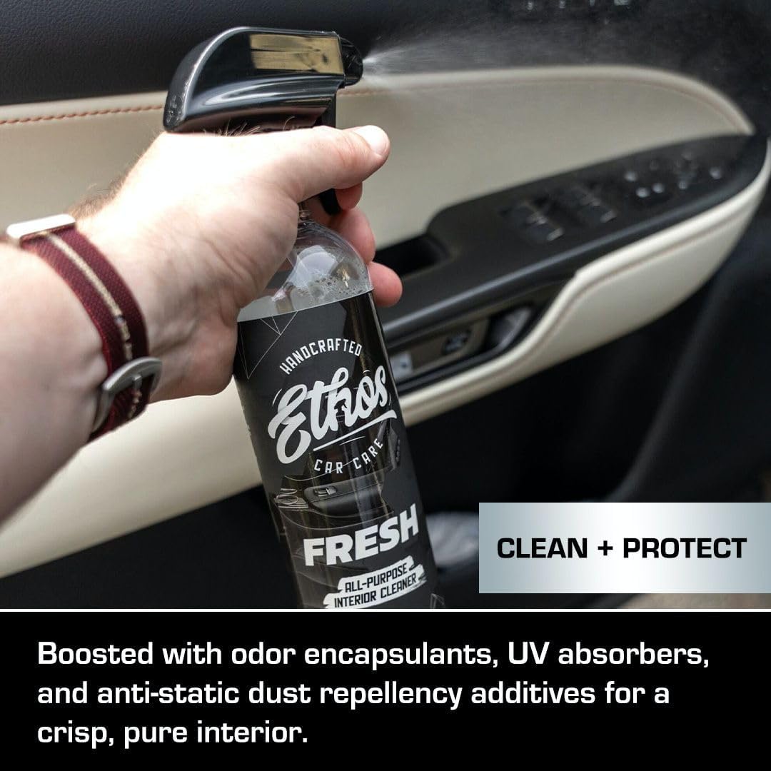 Ethos FRESH - All Purpose Interior Cleaner Car Detailing Kit, Detailing Spray - Car Interior Detailing - Interior Cleaner for Cars, Trucks, SUVs, Jeeps, Motorcycles, RVs & More