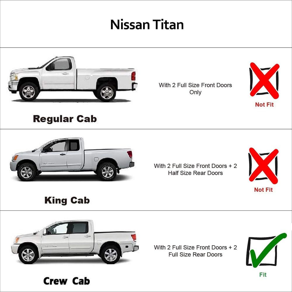 Side Window Vent Wind Deflectors fit for 2004-2015 Nissan Titan Crew Cab,4pcs Out-Channel Tape On Visors Shades, Dark Smoke Nice Looking Sun Rain Guards 94858