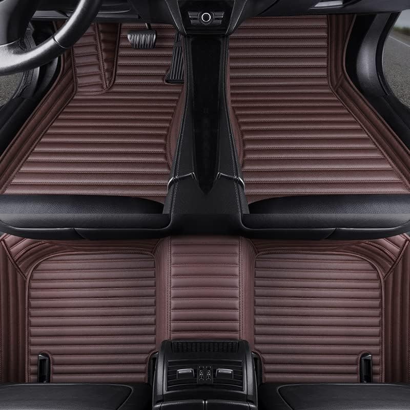 Custom All-Weather Protection Luxury Leather Floor Mats for Cars SUVs Trucks According Anti-Slip Leather Floor mats ﻿ (41,Striped Dark Brown)