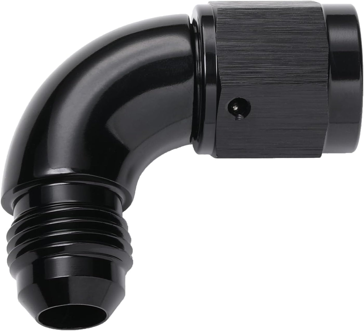 90 Degree 6AN Male to 6AN Female Swivel Full Flow Fitting Adapter Coupler Aluminum Black