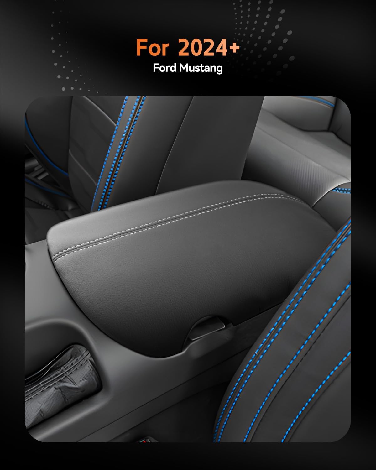 CDEFG for Ford Mustang 2024-2025 Center Console Cover Armrest Box Cover for Mustang 2024 2025 Accessories Console Arm Rest Protector White Line