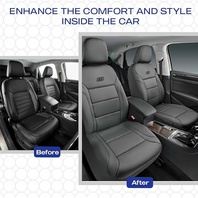 Skechers Memory Foam Car Seat Covers, Lycra Fabric Seat Covers, Car Seat Covers Front Seats Airbag Compatible, Automotive Comfort Protection for Most Cars, Trucks, SUVs, Grey