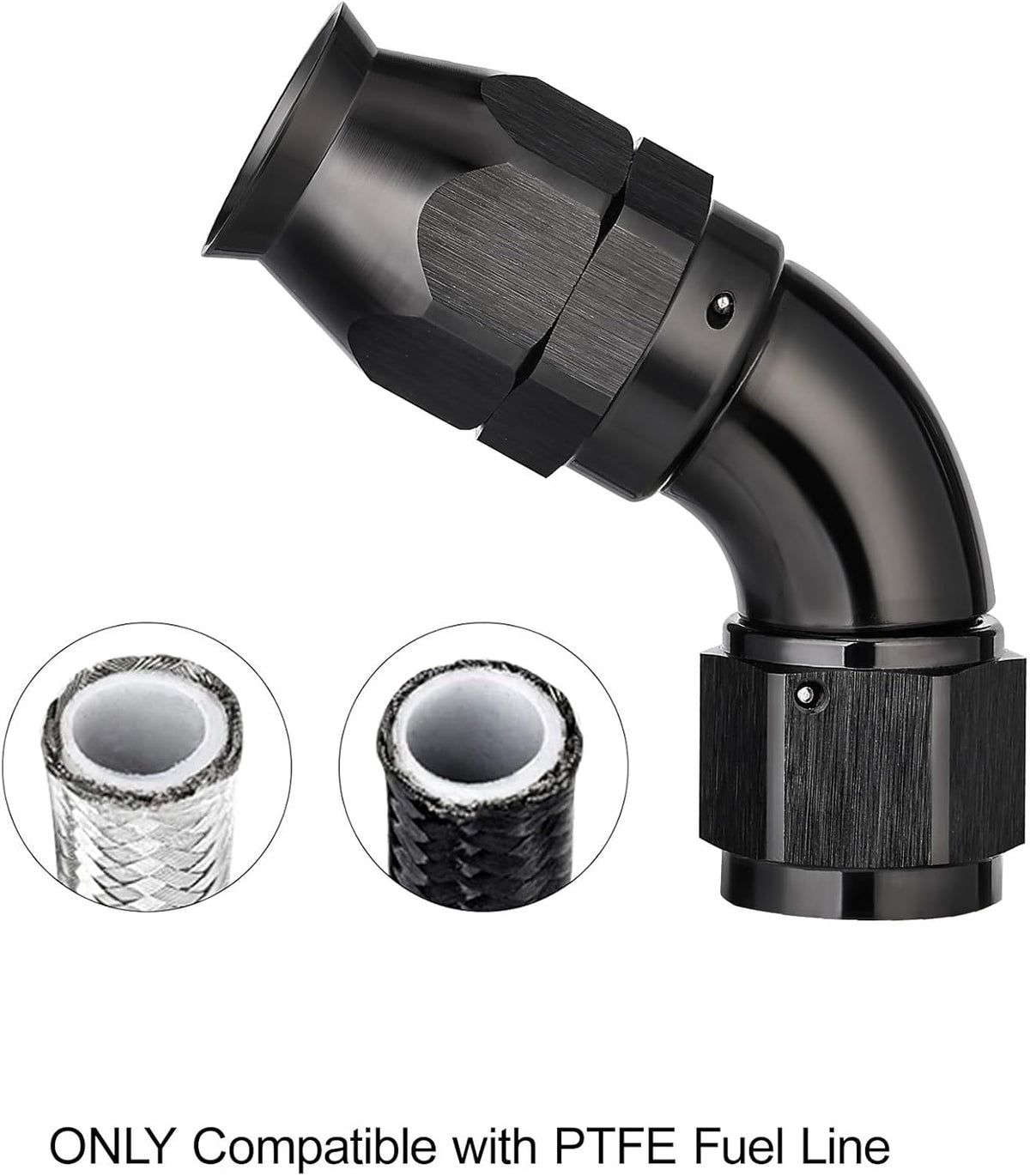 EVIL ENERGY 8AN 60 Degree PTFE One Piece Full Flow End Hose Fitting Aluminum Black
