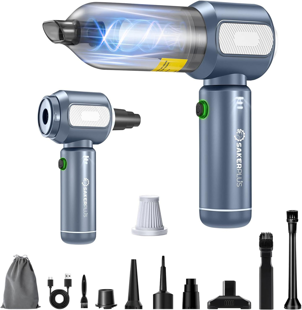 Mini Vacuum Cleaner, Cordless Car Vacuum, 17500PA High Suction, 3 in 1 Handheld Vacuum, Vacuuming, Blowing, Inflating, Deflation, Portable Vaccum with HEPA Filter for Cars,Desktop,Home SW106