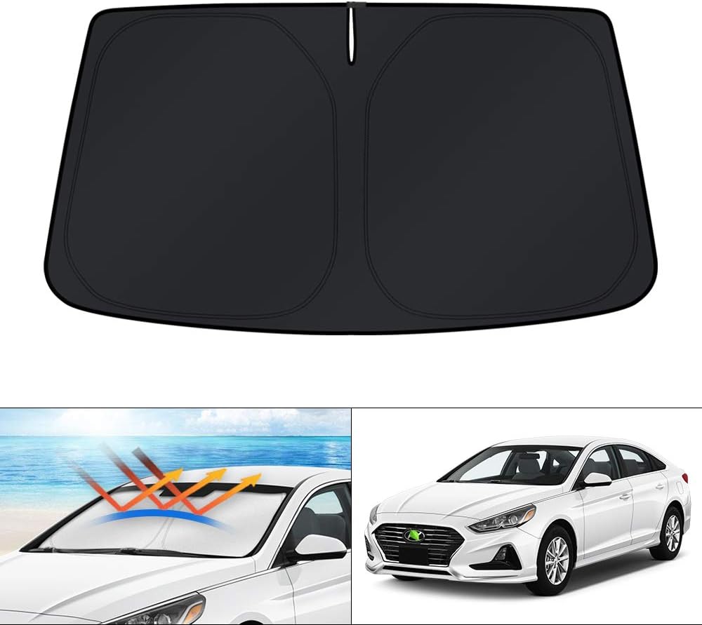 KUST Windshield Sun Shade for 2015 2016 2017 2018 2019 Hyundai Sonata Sedan Custom Fit Sunshade Foldable Sun Visor Protector Blocks UV Rays Keep Your Car Cooler