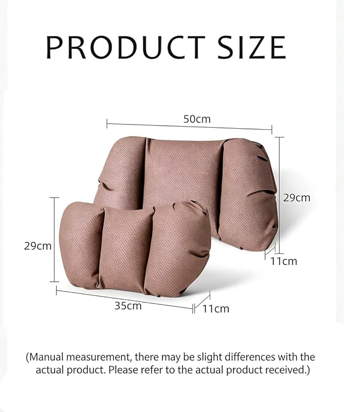 Car Neck Pillow & Lumbar Support for MINI F56 2022-2024 Ergonomic Breathable Mesh Auto Seat Back Cushion Headrest,Brown-Neck & Lumbar Set