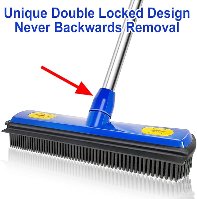 Pet Hair Removal Broom - with 58" Telescopic Handle Broom with Squeegee - Fur Hair Remover Tool for Carpet Rugs, Mats. Hardwood, Tile, Window