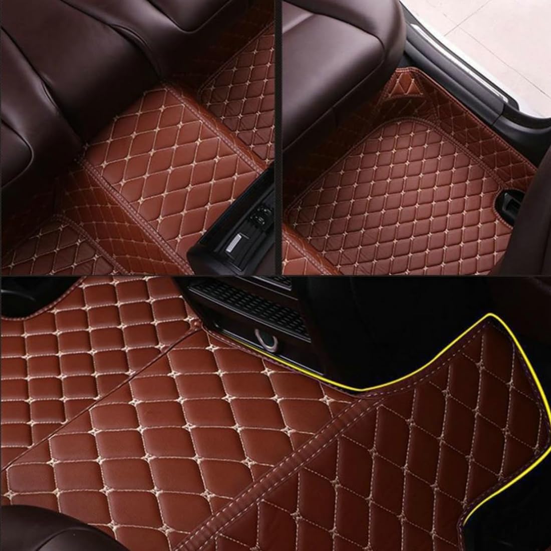 Custom Personalized Floor Mats for Cars，Luxury Full Coverage All Car Floor Mats，Anti-Slip Leather Car Mat Set ，Custom Floor Mats for 99% of Cars, Trucks & SUVs. (Black Blue)