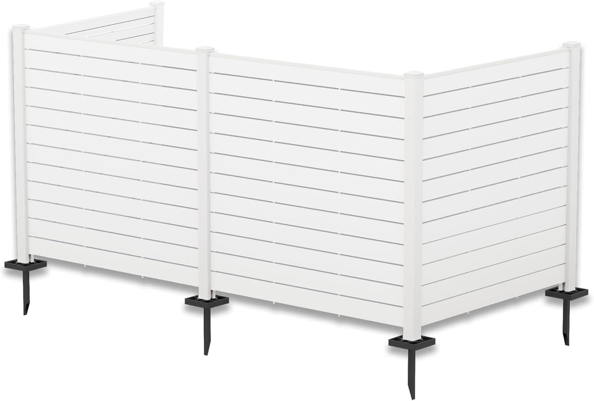 Kozyard 50" W x 48" H Outdoor Privacy Screens Aluminum Post, Air Conditioner Fence Panels, Pool Equipment Enclosure, Trash Can Screens Fence Kit for Outside Backyard Patio (White/4Panels)