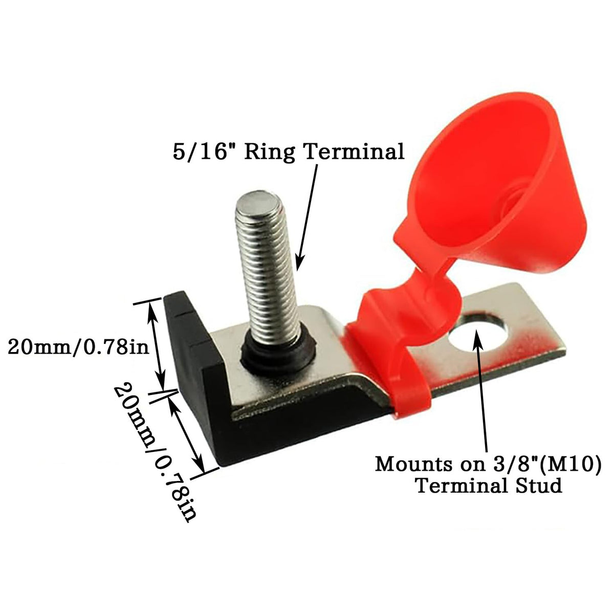 MRBF Terminal Fuse Block 50A，58V DC Maximum, Single Stud 5/16" (M8) Compact Marine Rated Battery Fuse,IP66, Waterproof Ignition Protected Battery Fuse 50 AMP