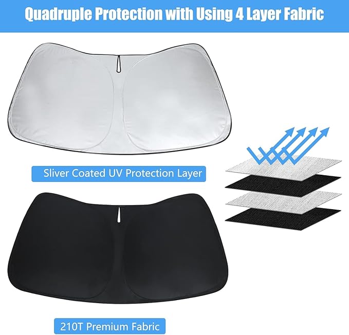 Windshield Sun Shade for 2026-2019 GMC Sierra 1500 2500 3500 SLT, AT4, Denali, Custom Fit Sunshade Truck Accessories, Foldable Pickup Front Window Sun Shade Shield Visor Protector