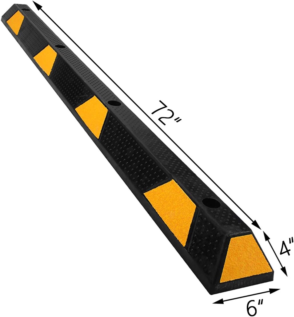 Heavy Duty Rubber Parking Curb Target High Reflective Yellow Safety Stripes