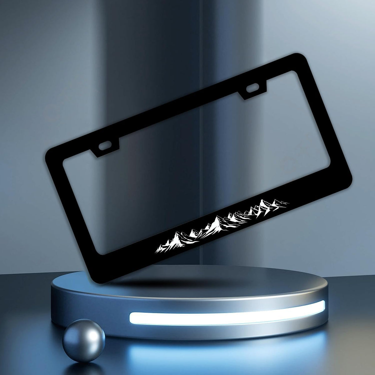 Mountains License Plate Frames - 2 Pcs Set 2 Holes Stainless Steel Metal Novelty Auto Car Accessories Decoration License Plate Frame Cover Size 6.3" x 12.2" Fit US Vehicles for Women Men Gift