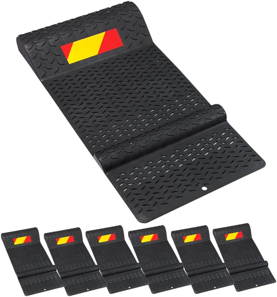 Electriduct Pack of 6 Plastic Parking Mat Guides for Garage Vehicles, Antiskid Car Safety Park Aid - Black