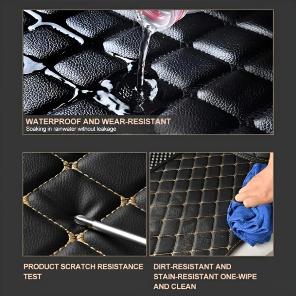 Add Personal Touch to Your Vehicle with IMEISH Customizable Logo Text Car Mats for 99% of vehiclesPads Protection Non-Slip Leather Floor Liners (Red Stripe)