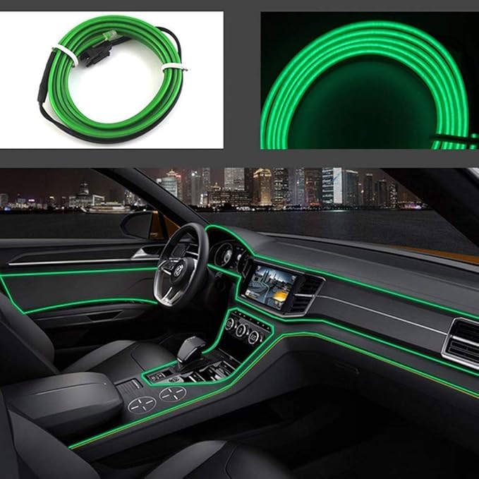 ABALDI El Wire Neon Light, Car Interior LED Lights for Xmas Halloween Christmas Car Interior Decoration(3m/9ft, Green)