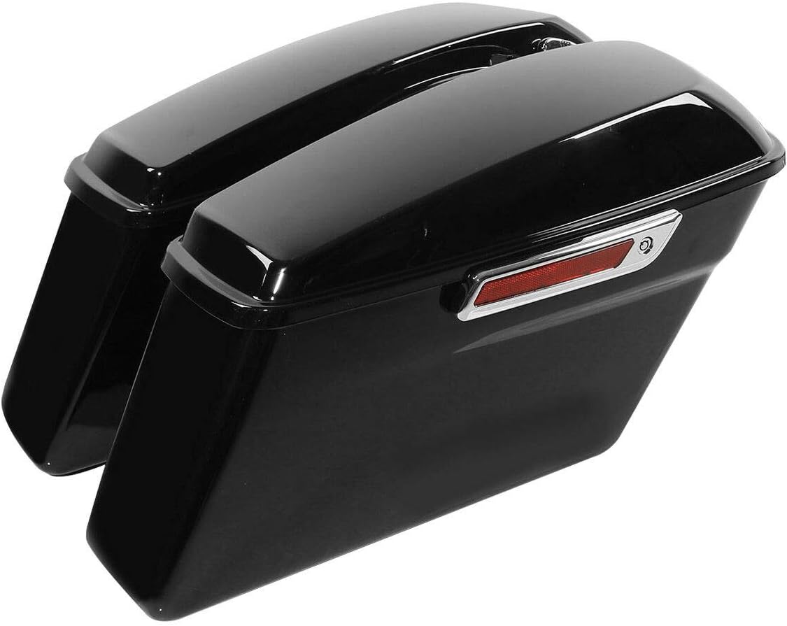 XFMT Vivid Black Motorcycle Saddlebags Hard Saddle Bags W/Chrome Conversion Bracket For Harley Softail Heritage Deluxe 1984-2017