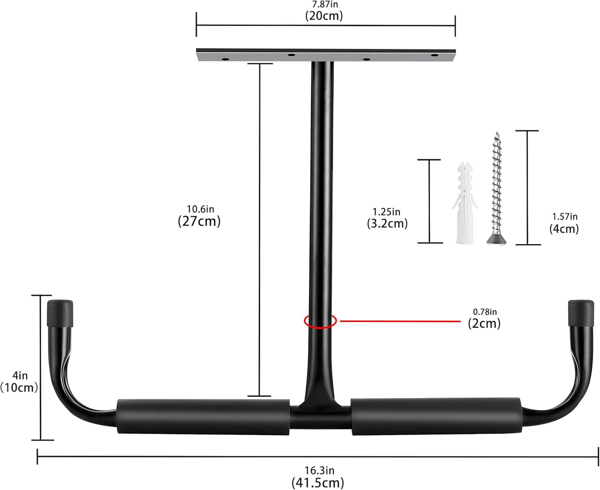 Sinoer Garage Storage Hooks Rack Ceiling,Wall Mounted Hooks, Heavy Duty Utility Hanger for Ladder,Hose Pipe,Wood, Tools & Other Bulky Items (2 Pack, Black)