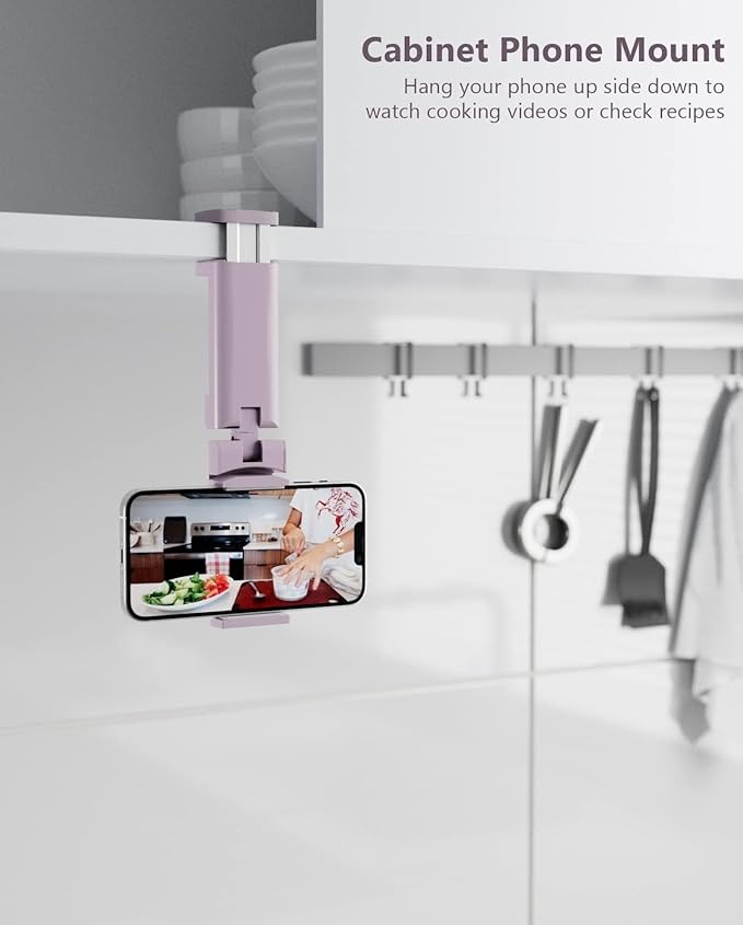 MiiKARE Travel Essentials Airplane Phone Holder, Universal Handsfree Phone Mount for Flying with 360 Degree Rotation, Travel Must Haves Phone Stand for Desk, Tray Table, Purple